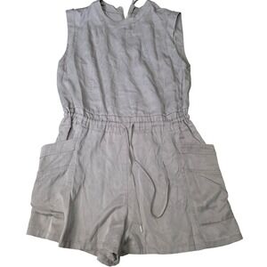 Callia Women's Utility Romper Khaki Drawstring Waist‎ Sleeveless Size M